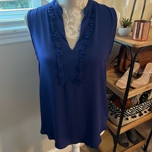 Blue sleeveless Ann Taylor blouse
